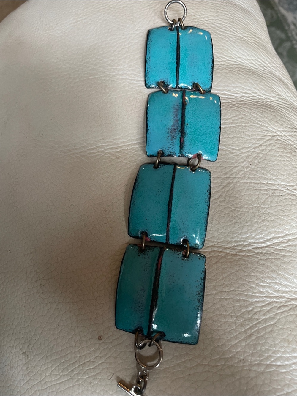 Turquoise Enamel Link Bracelet